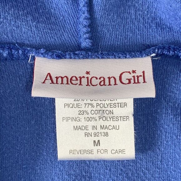 AMERICAN GIRL Velour Jogging Hoodie GIRLS Medium Blue Girl of Today 2000 EUC - Picture 3 of 5